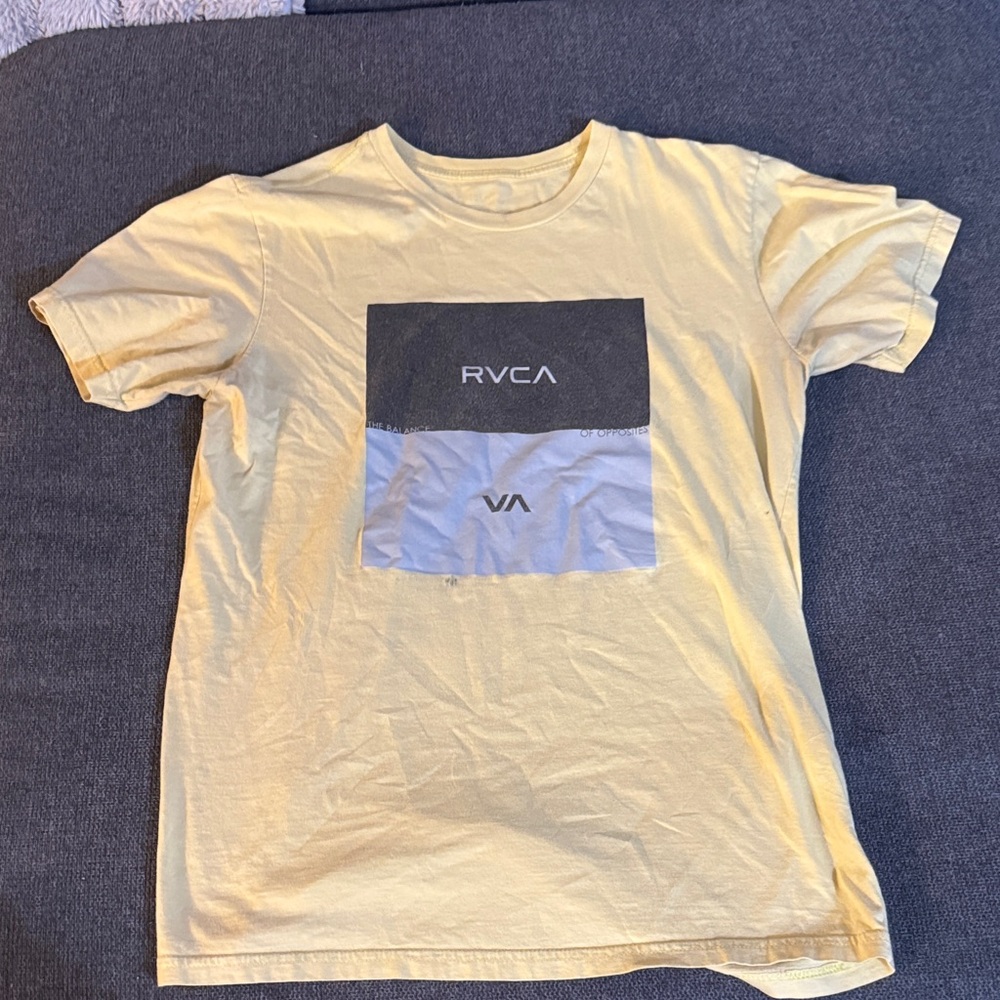 RVCA Yellow and Black Graphic Tee